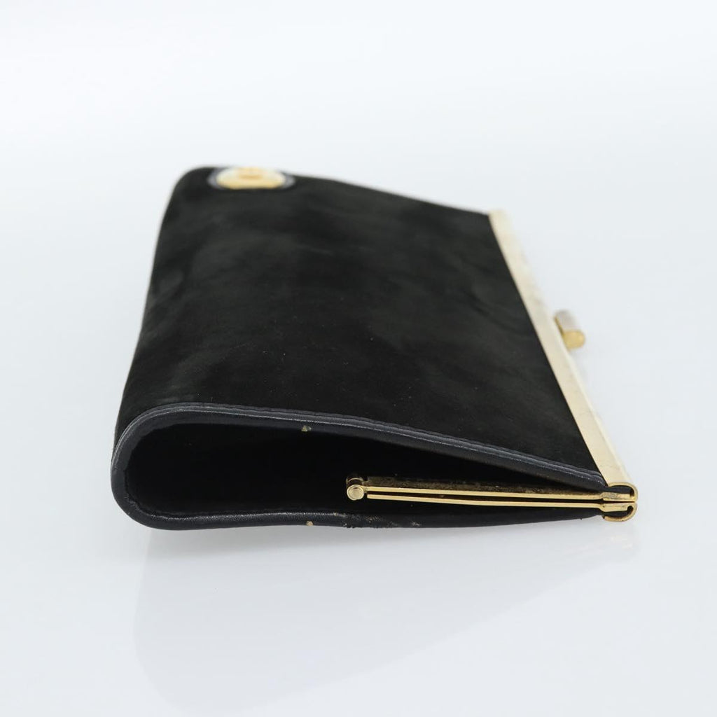 Dior Black Suede Snap Clutch