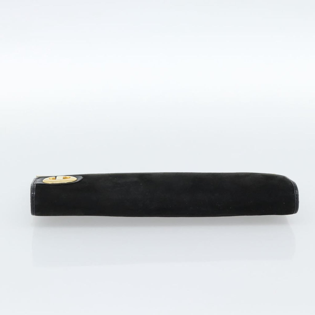 Dior Black Suede Snap Clutch