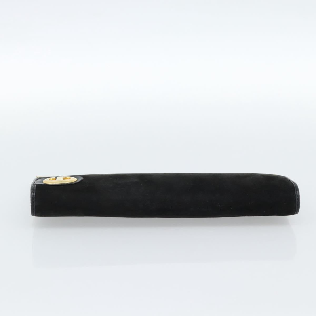 Dior Black Suede Snap Clutch