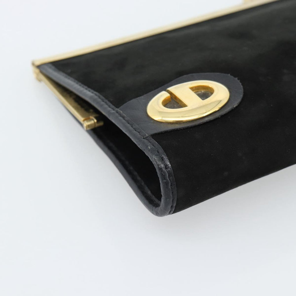 Dior Black Suede Snap Clutch