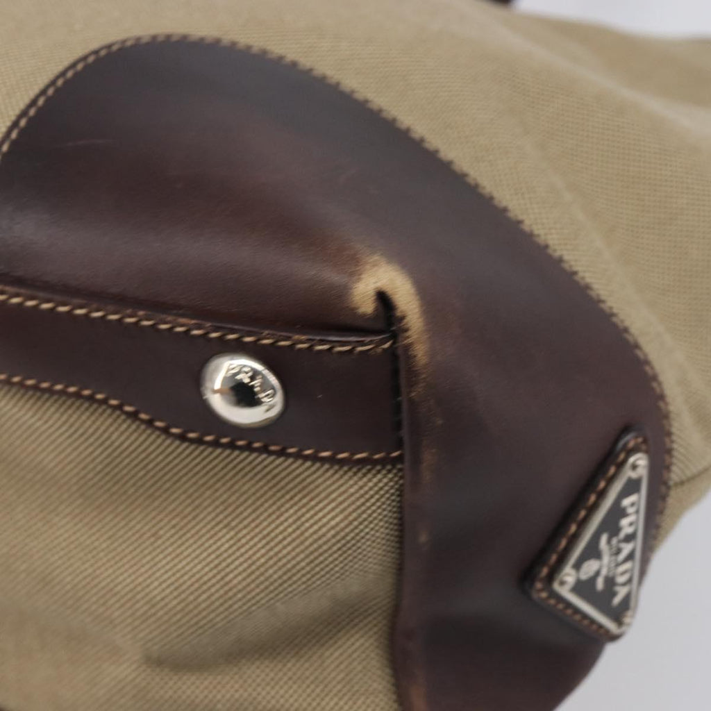 Prada Tan Canvas Shoulder Bag