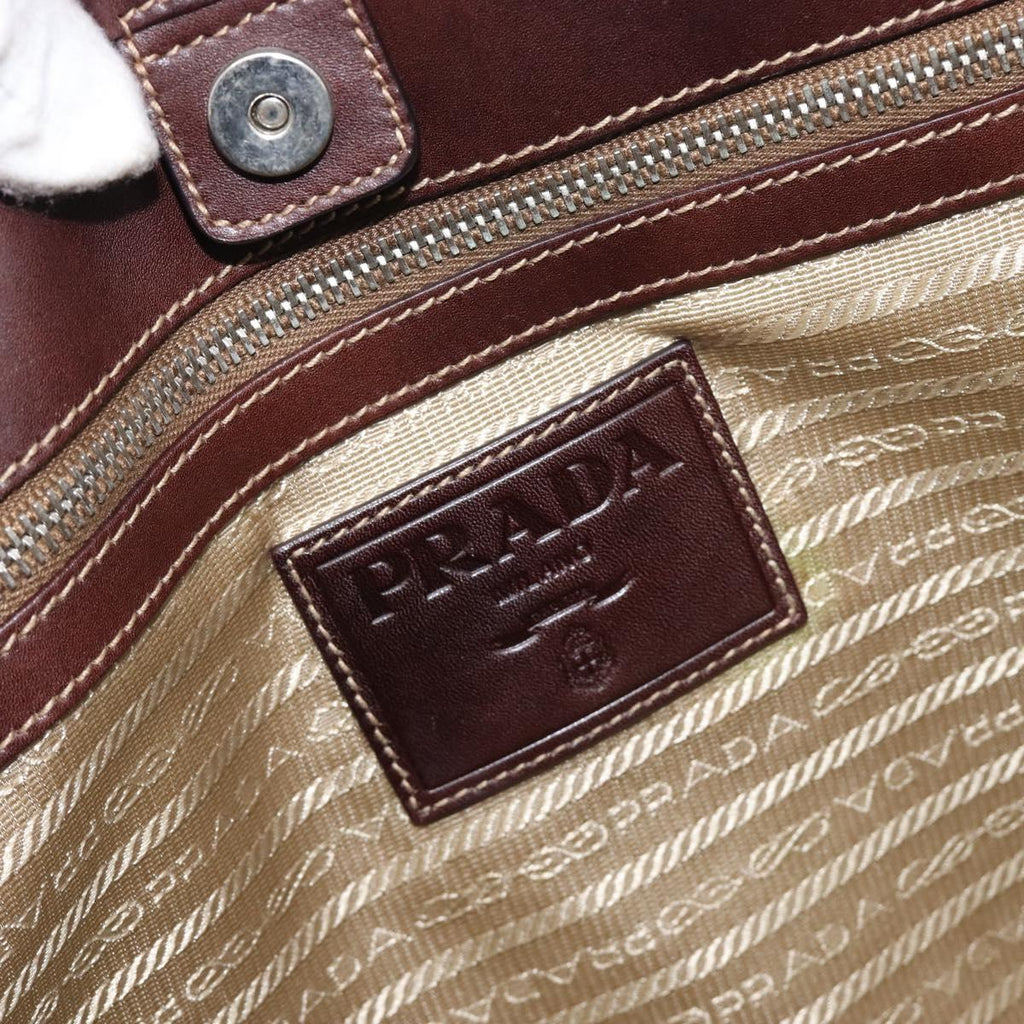 Prada Tan Canvas Shoulder Bag