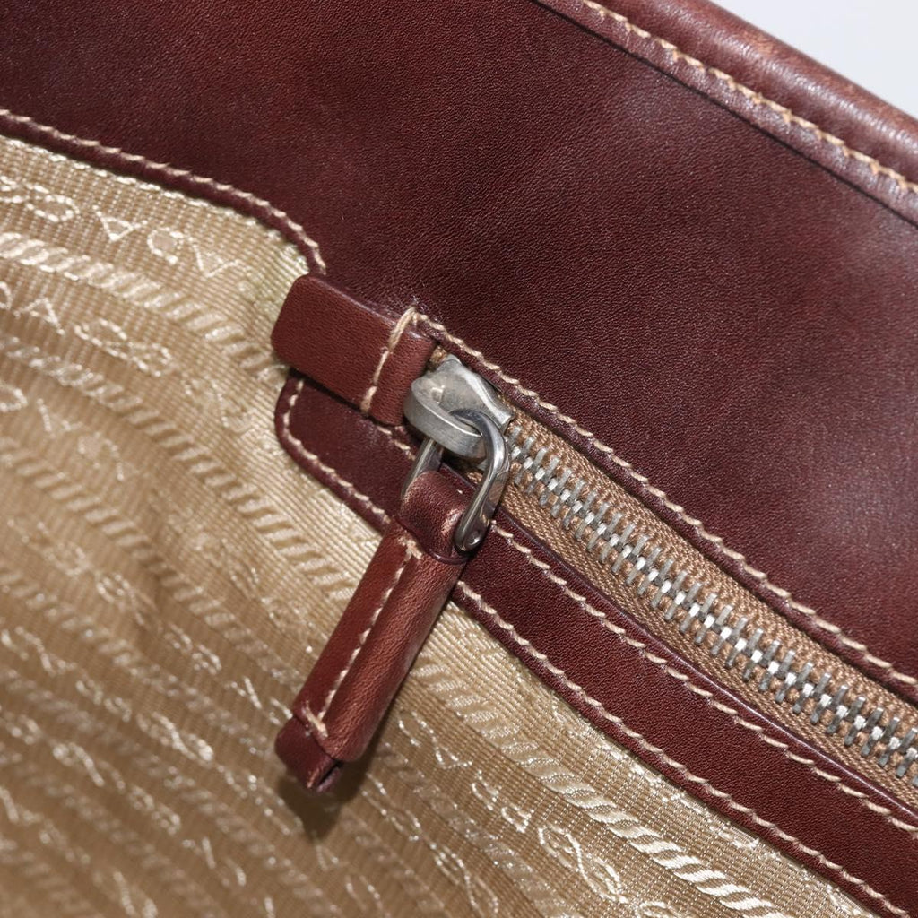 Prada Tan Canvas Shoulder Bag
