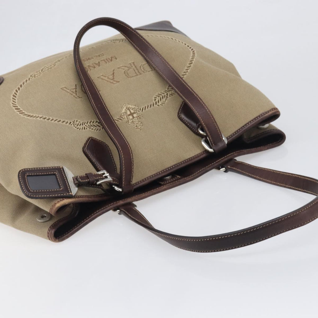 Prada Tan Canvas Shoulder Bag
