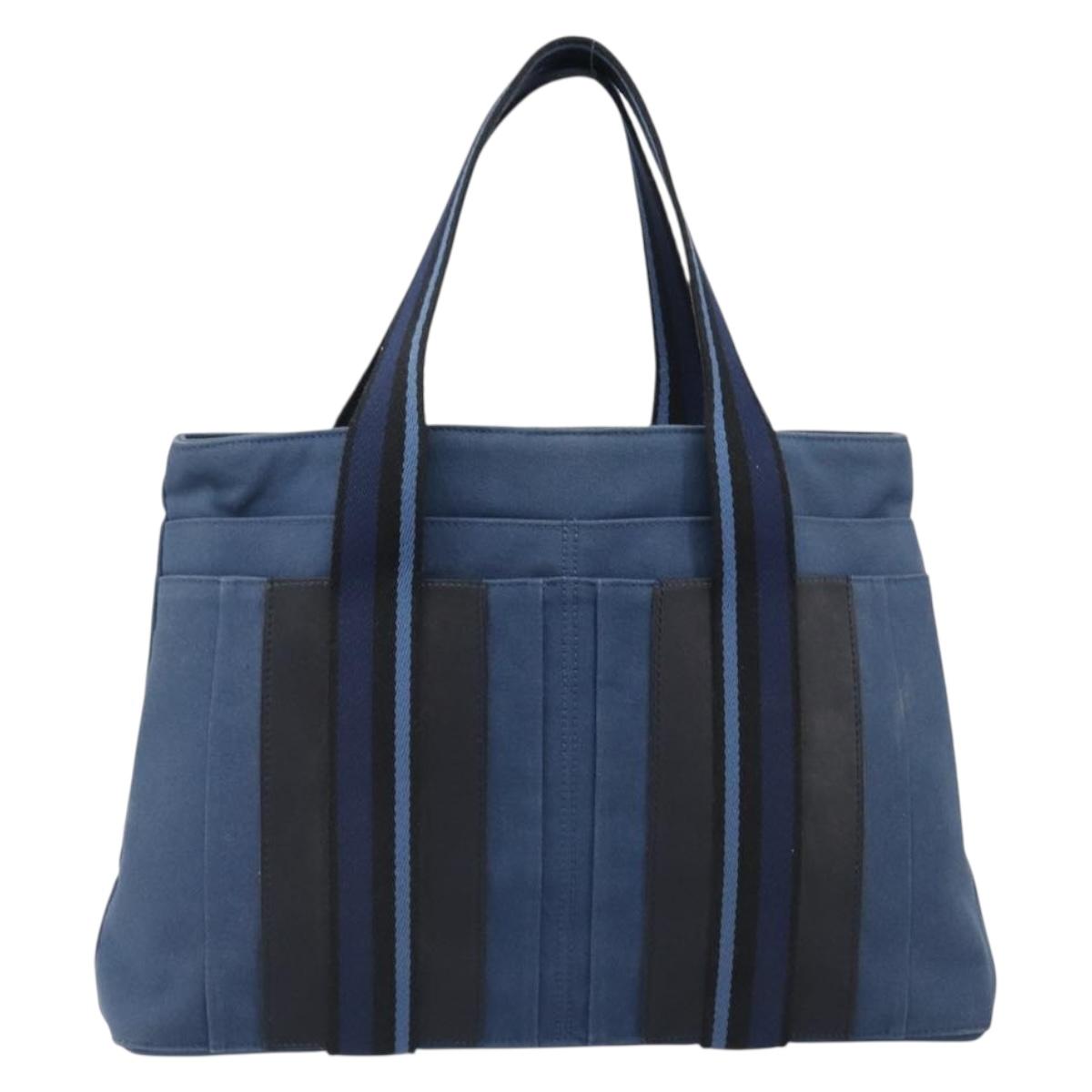 Hermès Blue Striped Canvas Tote