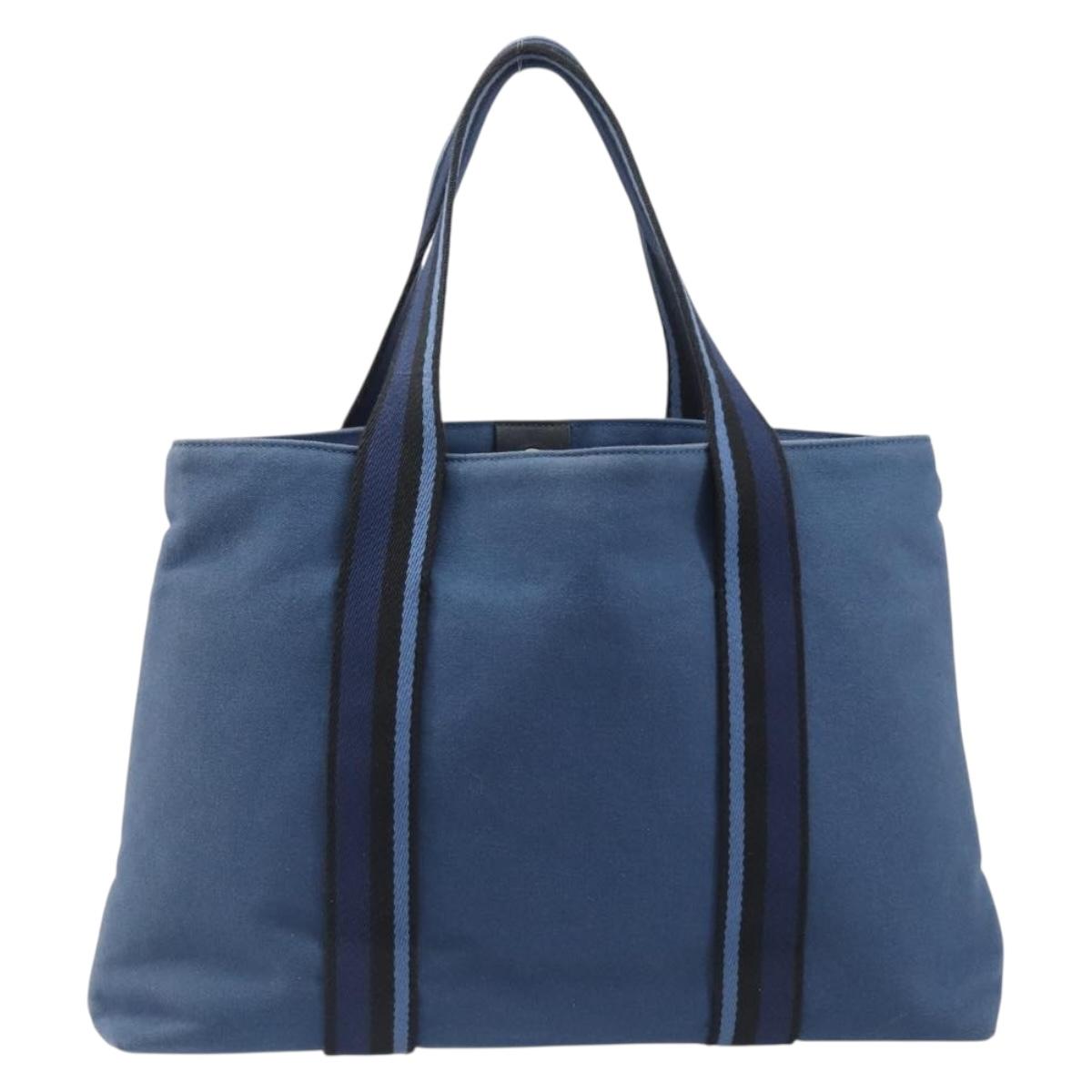 Hermès Blue Striped Canvas Tote