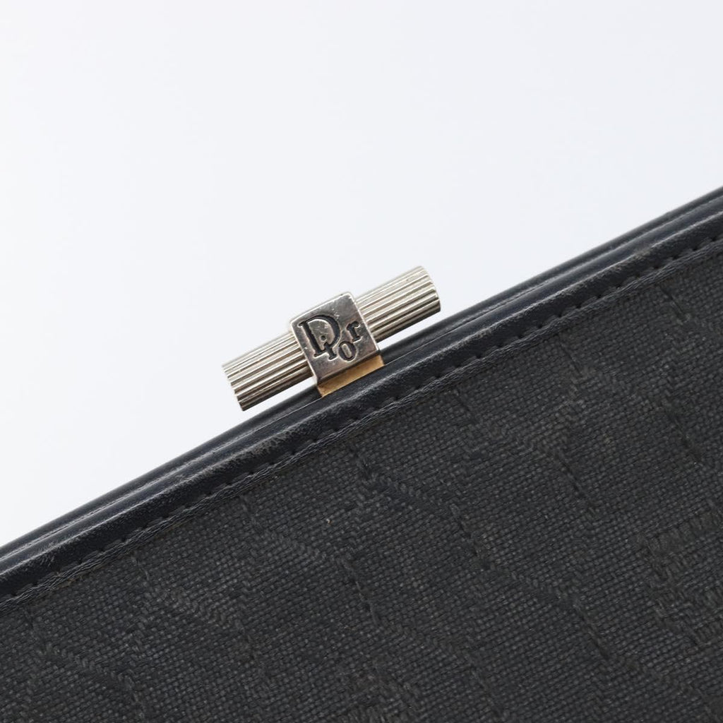 Dior Black Canvas Honeycomb Snap Clutch