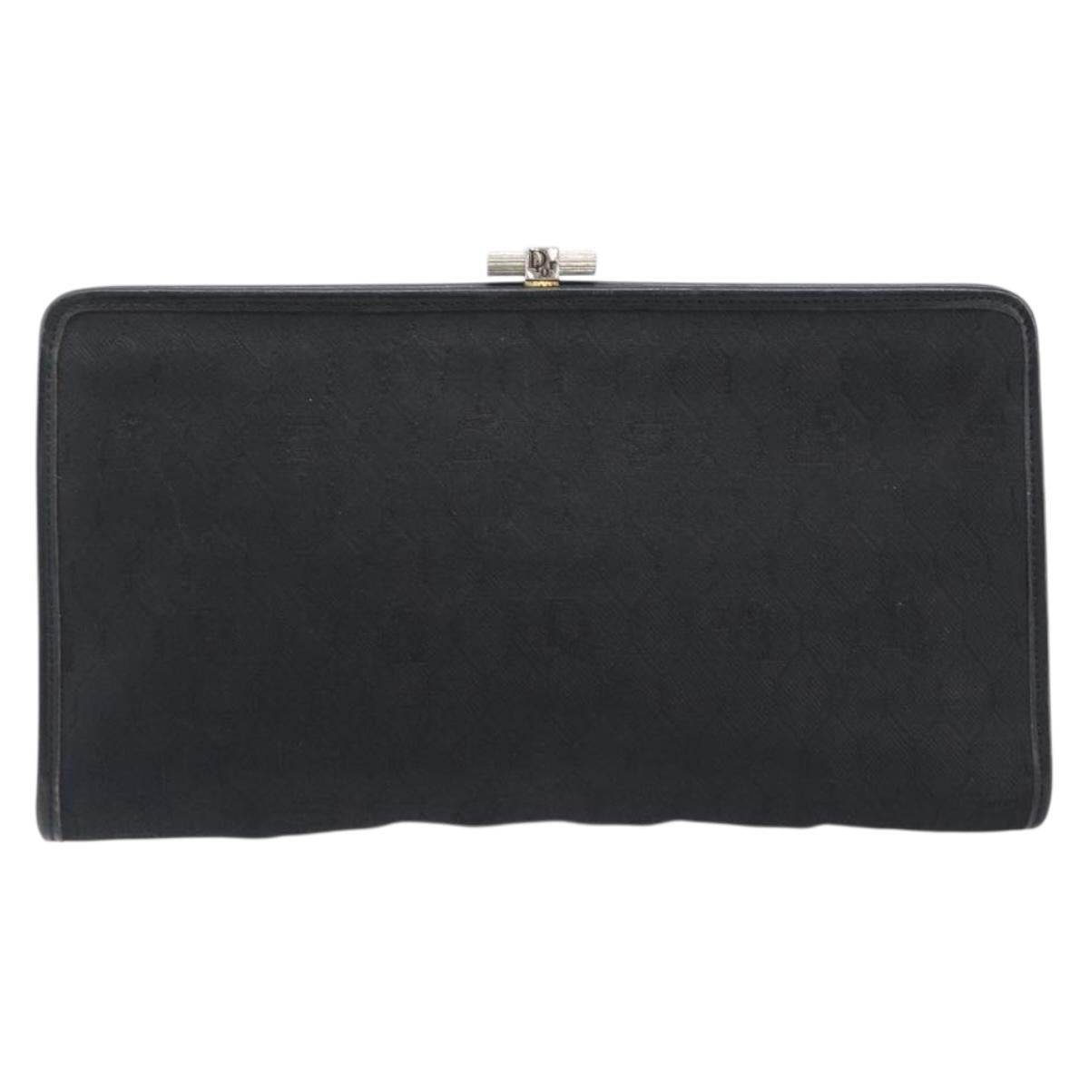 Dior Black Canvas Honeycomb Snap Clutch
