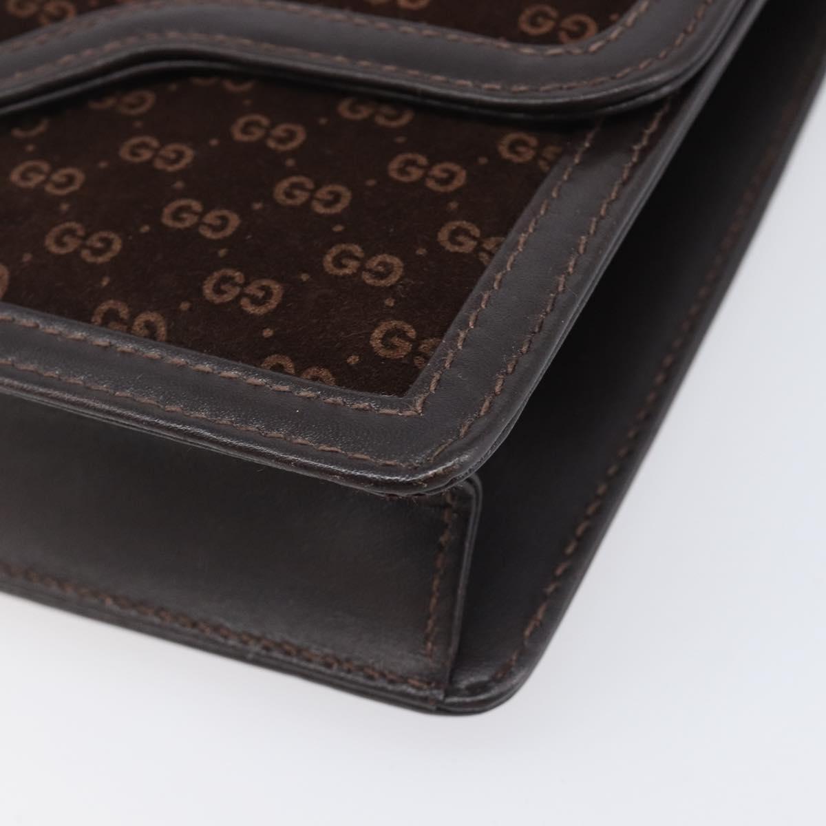 Gucci Brown Suede Leather Trimmed Crossbody