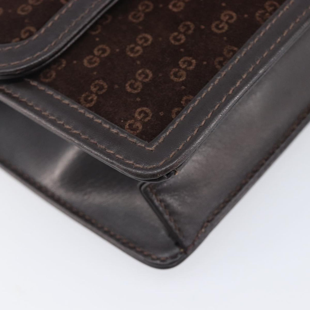 Gucci Brown Suede Leather Trimmed Crossbody
