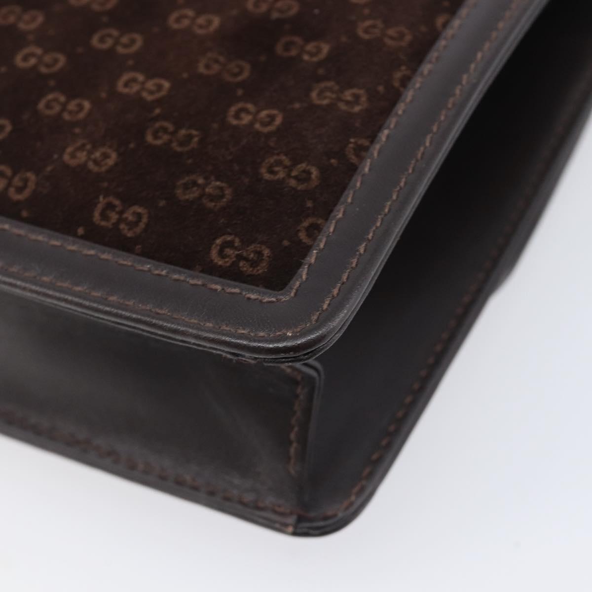Gucci Brown Suede Leather Trimmed Crossbody