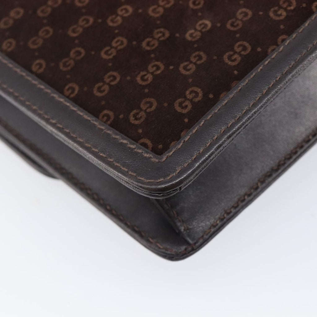Gucci Brown Suede Leather Trimmed Crossbody