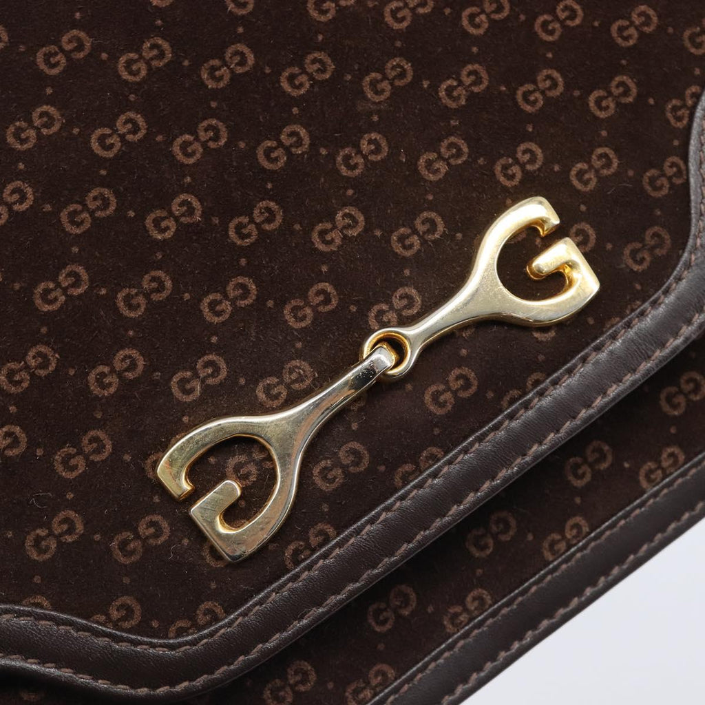 Gucci Brown Suede Leather Trimmed Crossbody