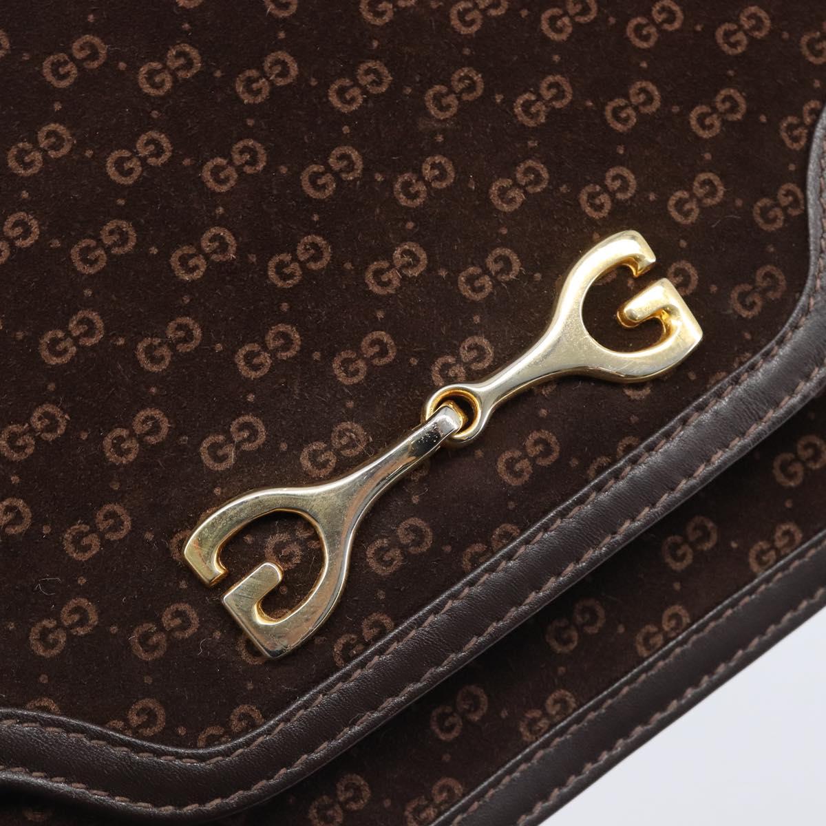 Gucci Brown Suede Leather Trimmed Crossbody
