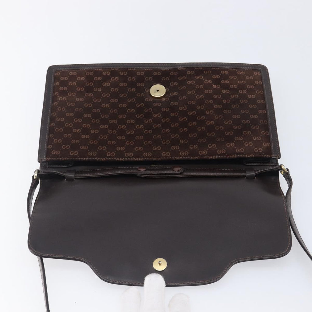 Gucci Brown Suede Leather Trimmed Crossbody