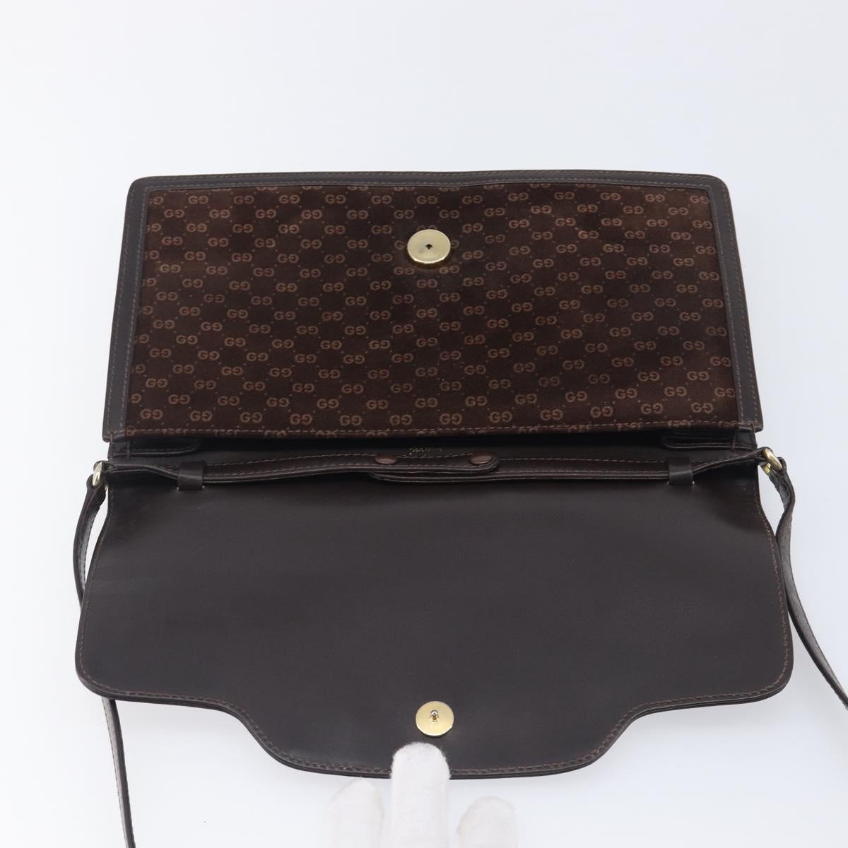 Gucci Brown Suede Leather Trimmed Crossbody