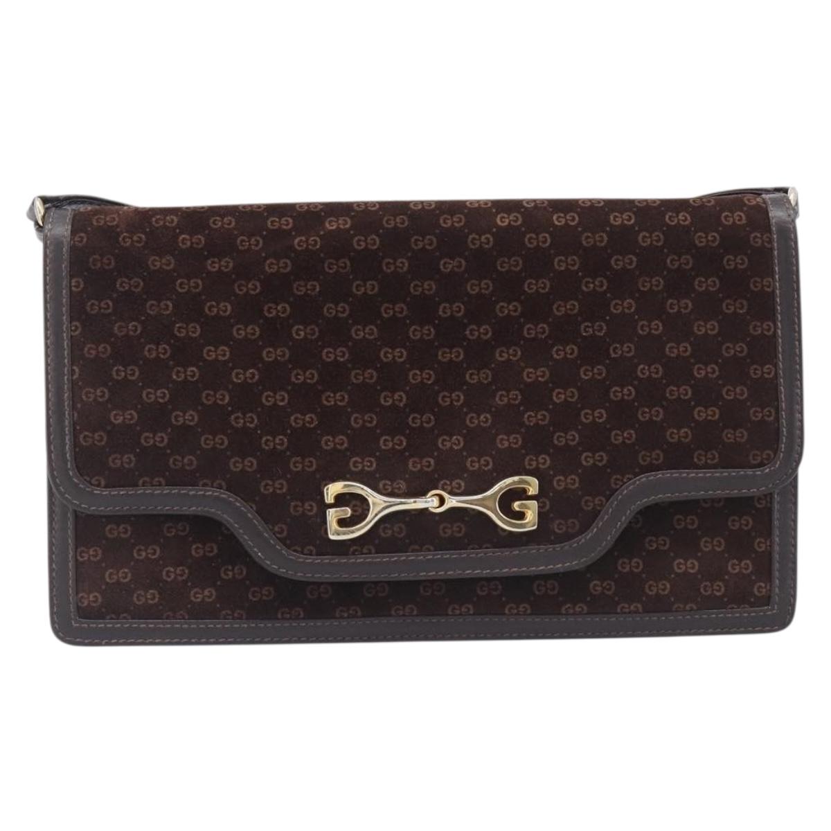 Gucci Brown Suede Leather Trimmed Crossbody