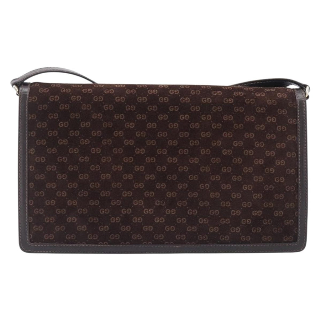 Gucci Brown Suede Leather Trimmed Crossbody