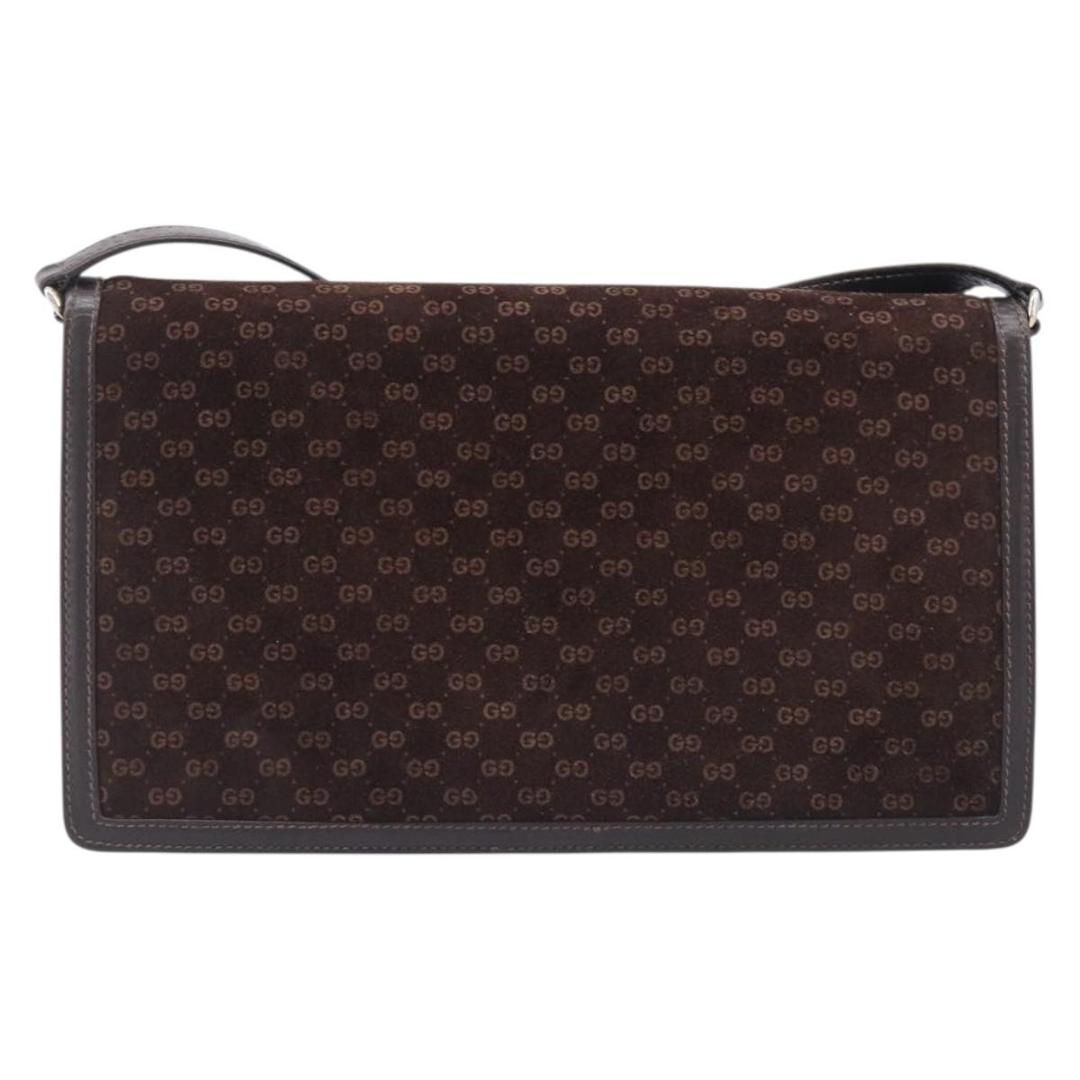 Gucci Brown Suede Leather Trimmed Crossbody