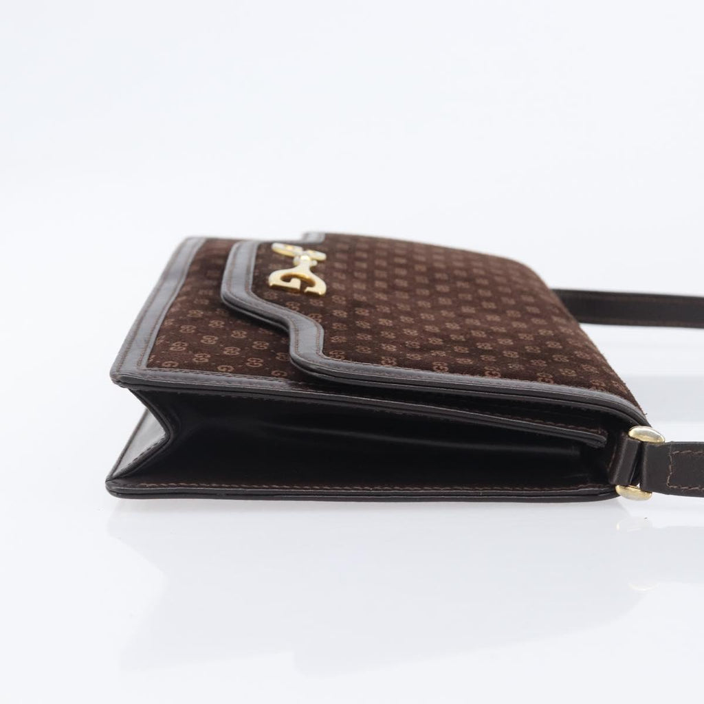 Gucci Brown Suede Leather Trimmed Crossbody
