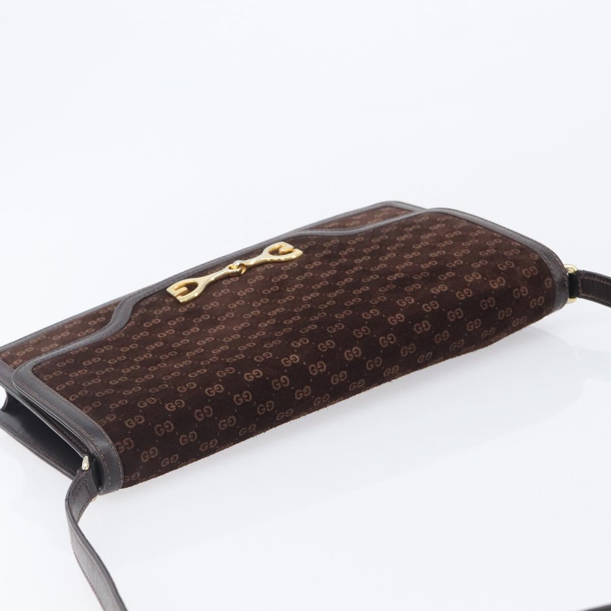 Gucci Brown Suede Leather Trimmed Crossbody