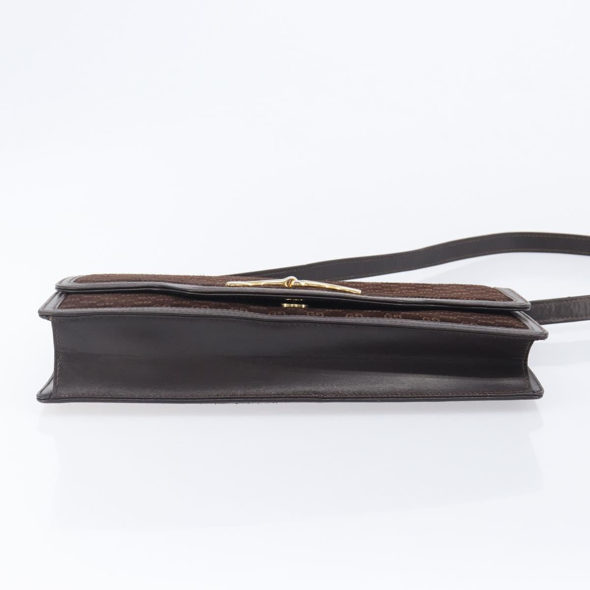 Gucci Brown Suede Leather Trimmed Crossbody