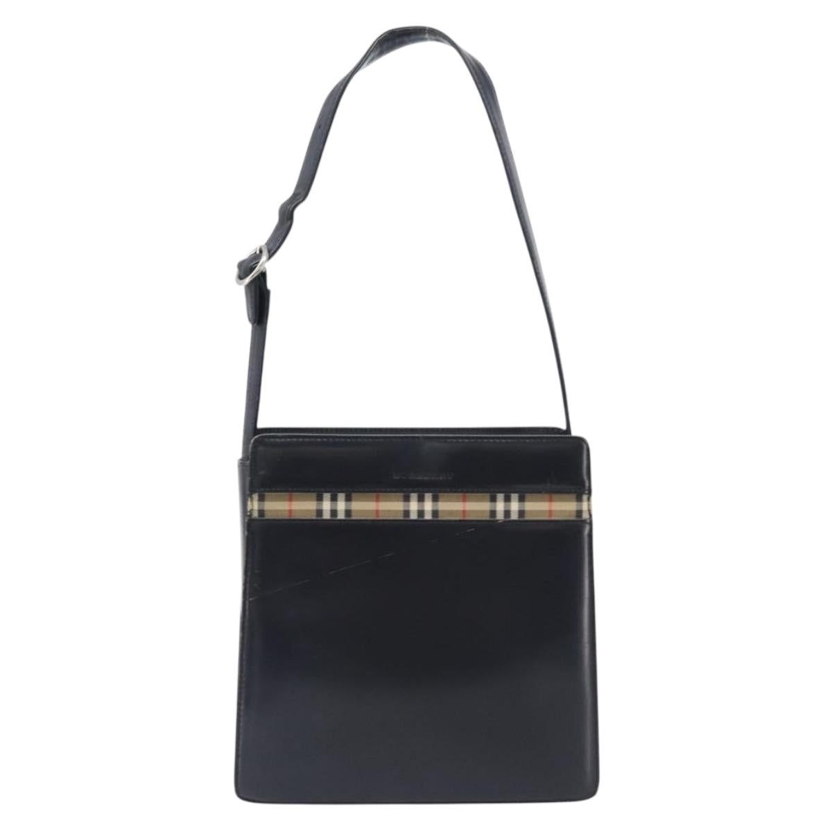 Burberry Nova Check Detail Leather Shoulder Bag