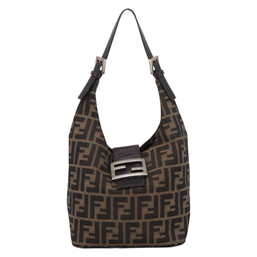 Fendi Brown Zucca Rounded Baguette