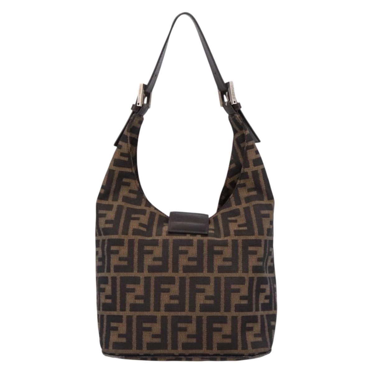 Fendi Brown Zucca Rounded Baguette
