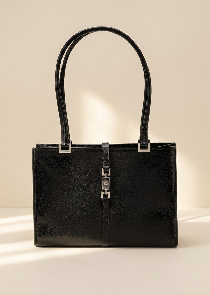 Gucci Black Leather Rectangle Jackie