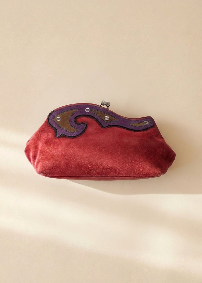 Miu Miu Red Suede Clutch