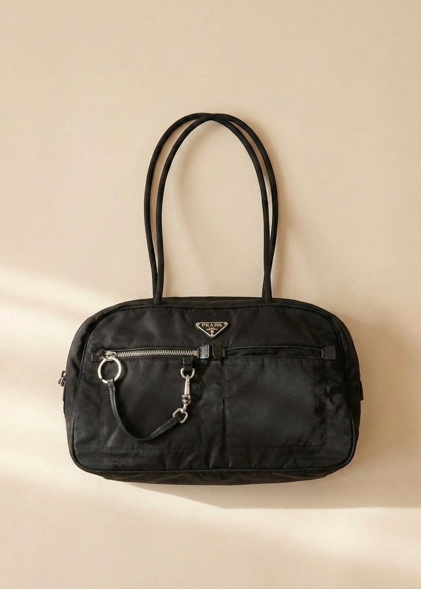 Prada Black Nylon Bowler Bag