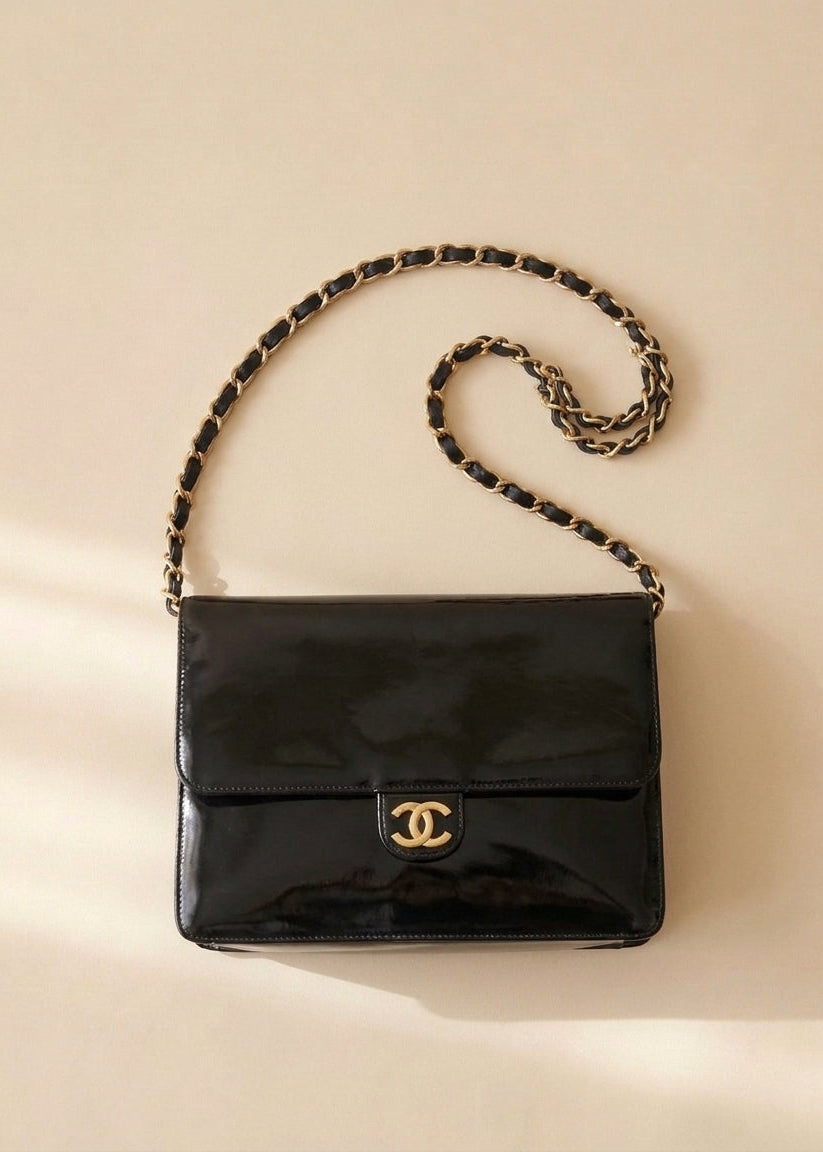 Chanel Black Patent Flap Bag