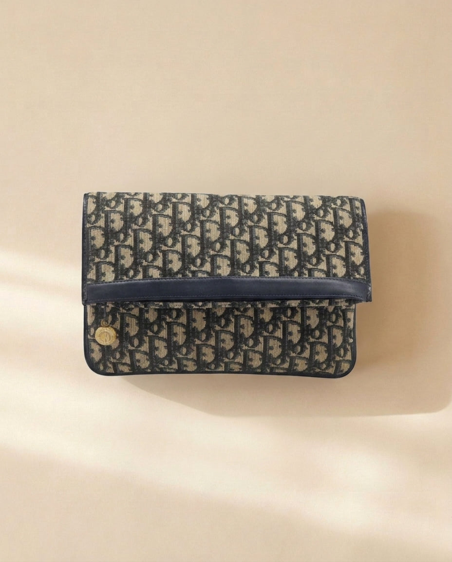 Dior Navy Monogram Envelope Clutch