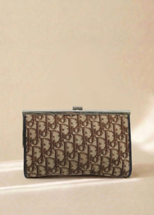 Dior Brown Oblique Canvas Clasp Clutch