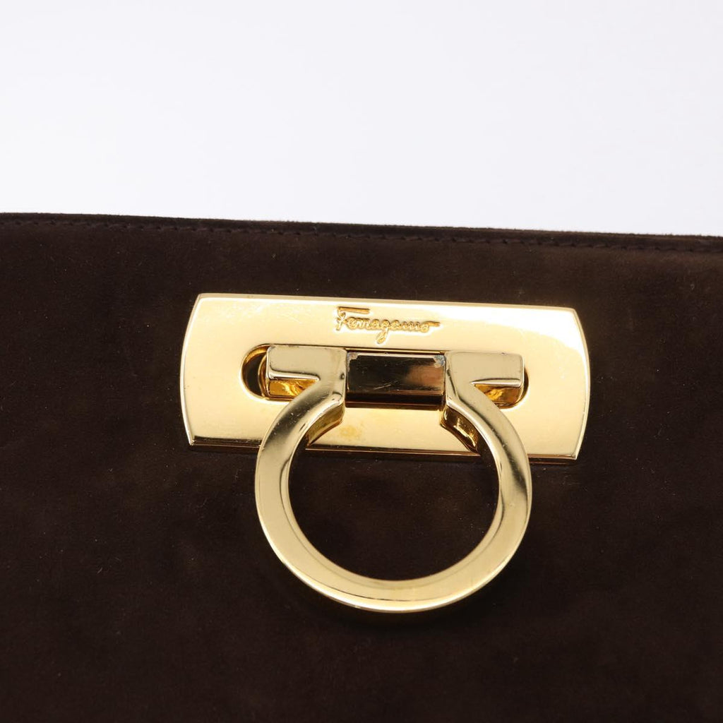 Ferragamo Brown Suede Shoulder Bag
