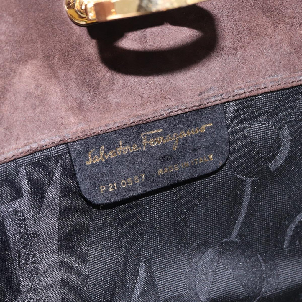 Ferragamo Brown Suede Shoulder Bag