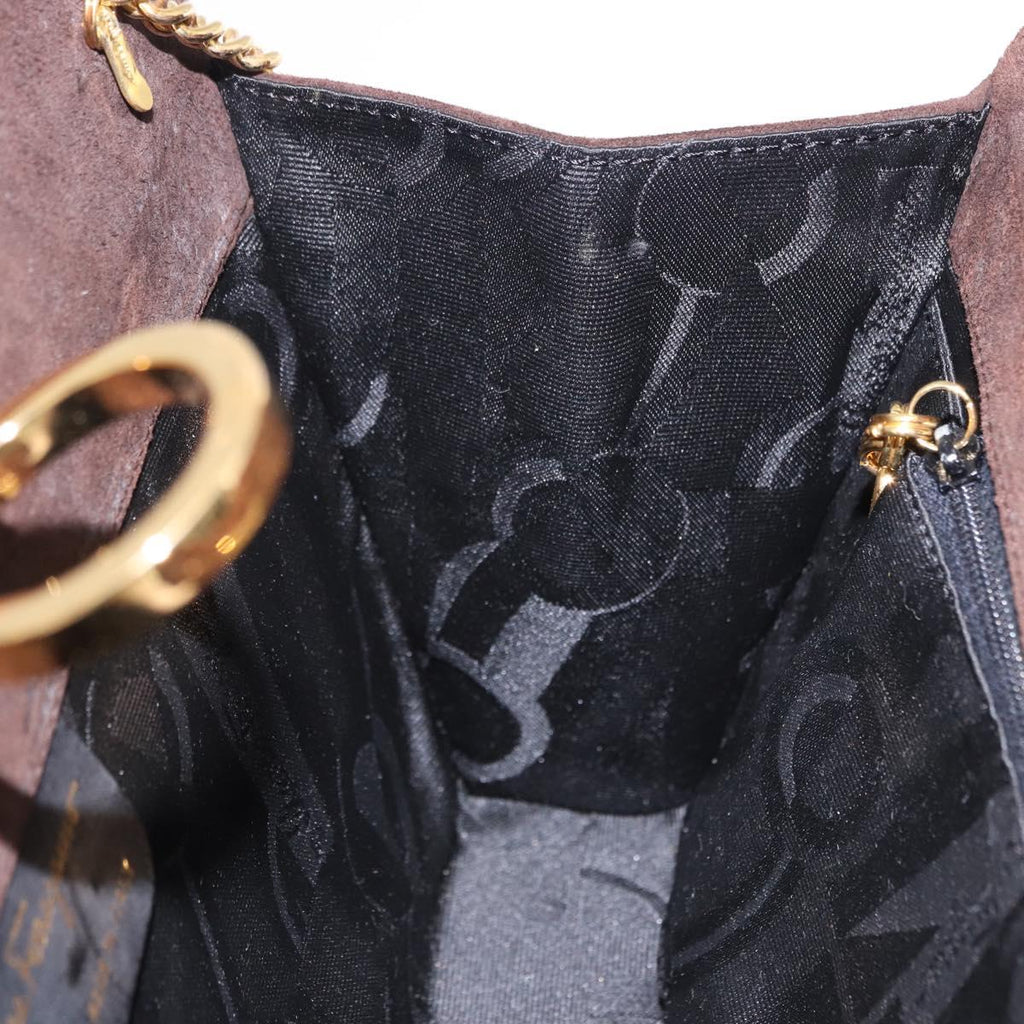 Ferragamo Brown Suede Shoulder Bag