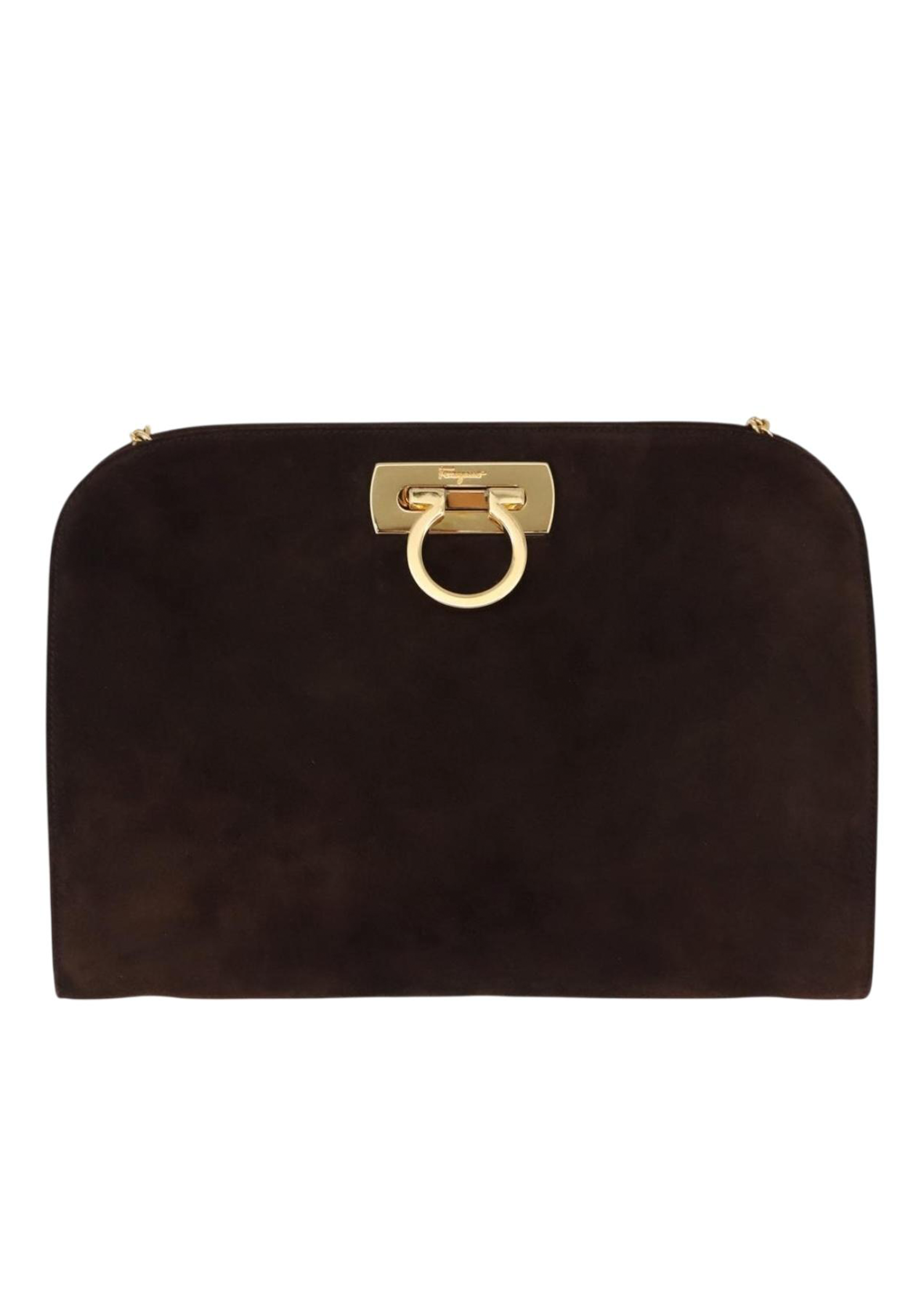 Ferragamo Brown Suede Shoulder Bag