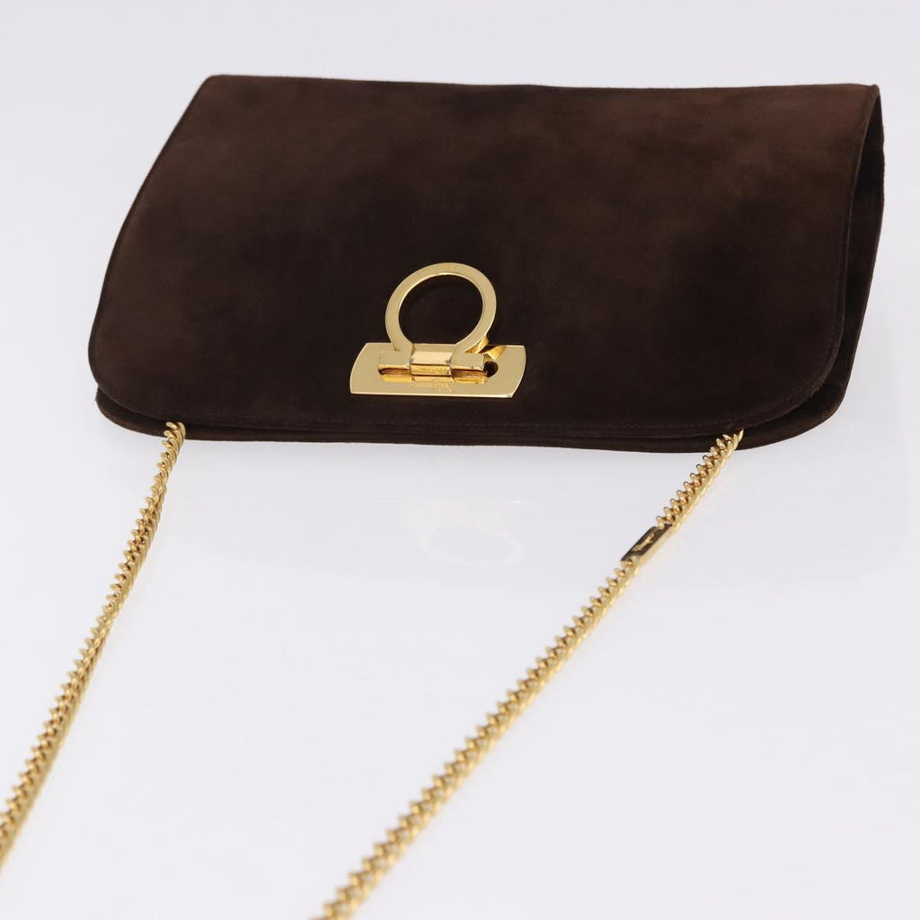 Ferragamo Brown Suede Shoulder Bag