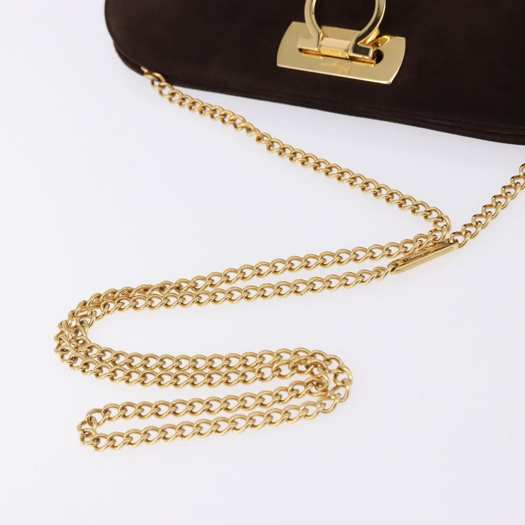 Ferragamo Brown Suede Shoulder Bag