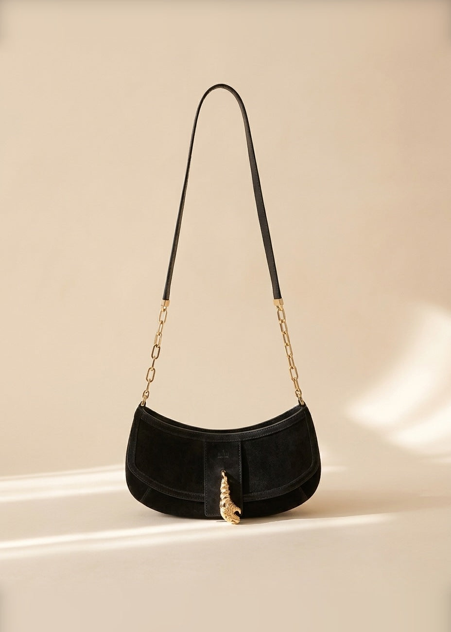 Gucci Black Suede Tiger Shoulder Bag cover