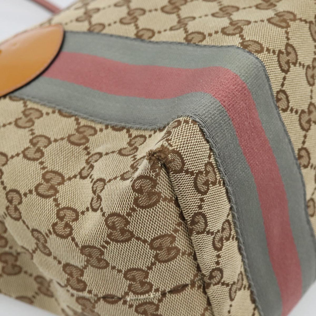 Gucci Brown Monogram Striped Tote