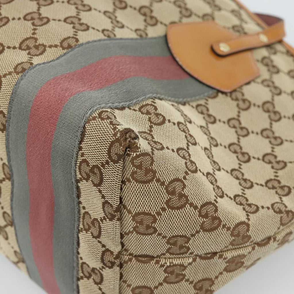Gucci Brown Monogram Striped Tote