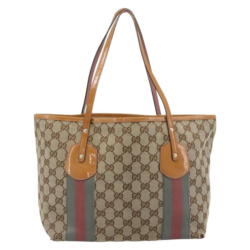 Gucci Brown Monogram Striped Tote