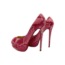 Load image into Gallery viewer, Louboutin Pink Snakeskin Heels
