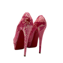 Load image into Gallery viewer, Louboutin Pink Snakeskin Heels
