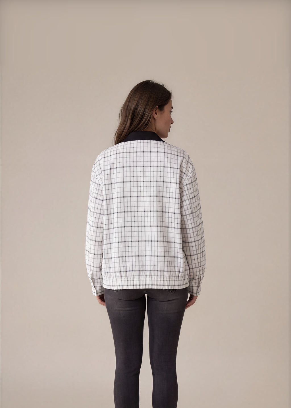 YSL Checkered Harrington Jacket back