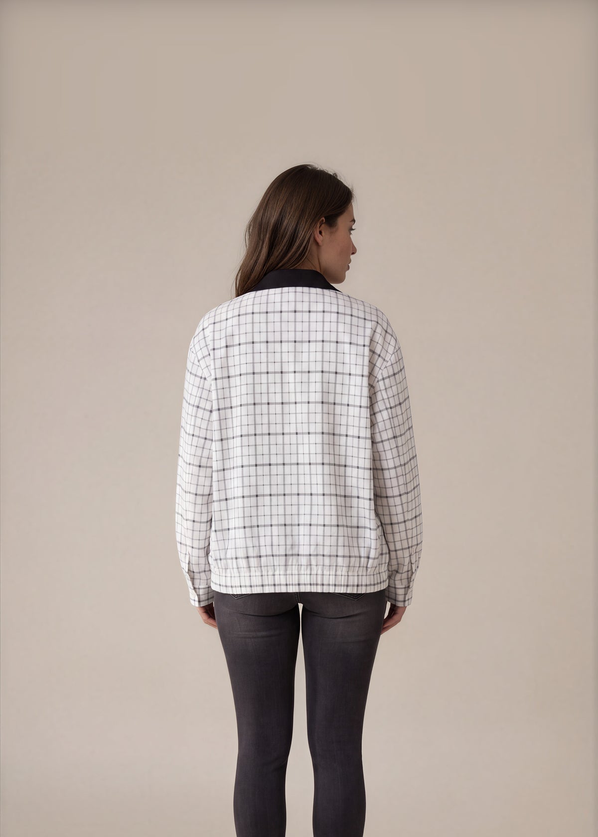 YSL Checkered Harrington Jacket back