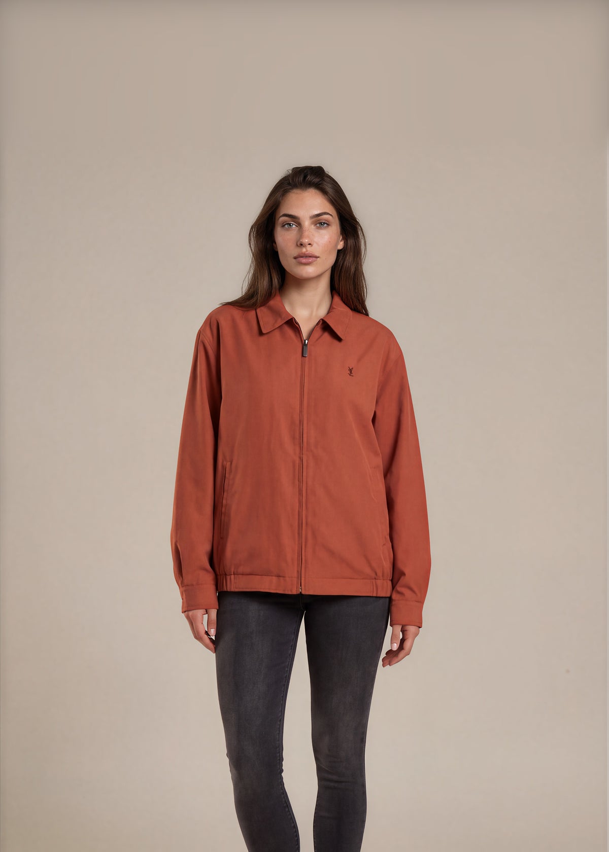 YSL Burnt Orange Harrington Jacket front